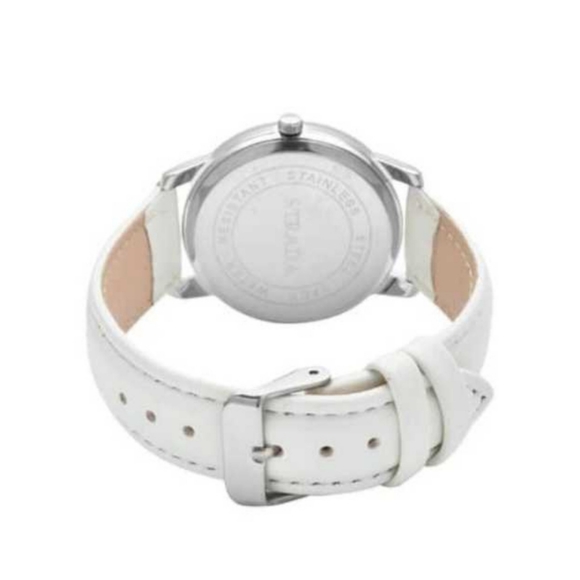 Strada Austrian Crystal Japanese Movement White Faux Leather Watch - Picture 4 of 8